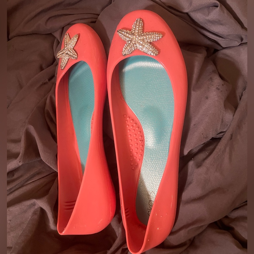 Oka B coral rubber starfish ballet flats US 9